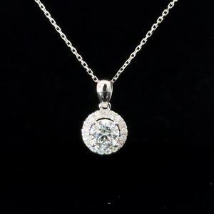 จี้เพชรเพาะเลี้ยงในห้องปฏิบัติการทองคำขาว 18K แบบสั่งทำพิเศษ น้ำหนัก 1 กะรัต D VS1 รับรองคุณภาพ พร้อมสร้อยคอแบบโซลิแทร์ทรงกลมสำหรับผู้หญิง - Product Image 1