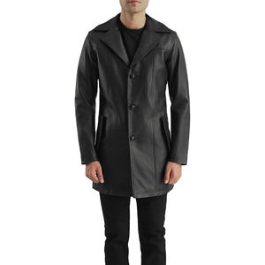 New Best High Style <b>Winter</b> <b>Men's</b> Leather Filled Coat Brown Regular Customized Design Quick Dry Trench Coat - Product Image 2