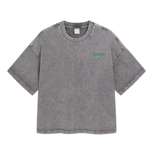 Camiseta de Hombre, Corte Regular, Lavado Ácido, Manga Corta, Cuello Redondo, Casual, Color Sólido, 230 GSM, Algodón, Impresión Serigráfica, Secado Rápido - Product Image 5