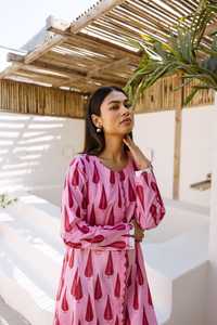 Vestido Largo de Verano Casual con Estampado Floral Rosa, Cintura Natural, Manga Larga, Corte Holgado y Estilo Romántico - Product Image 5