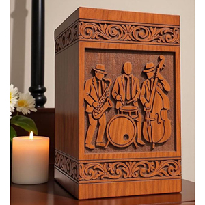 Personalized Handcrafted Wooden Urn: Engraved Jazz Band Memorial Memorial Keepsake by AYAANS - Product Image 4