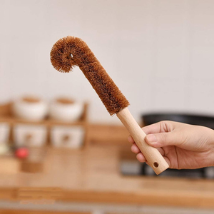 Coconut coir fiber <b>brush</b> with wooden handle high quality cleaning <b>brushes</b> for <b>scrubbing</b> pots & pans - Product Image 2