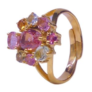 Bague classique pour femme en argent sterling 925 plaqué or avec pierres précieuses multi-tourmalines, idéale pour les mariages - Product Image 1