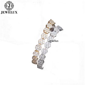 Export Premium Flower Shape <b>Silver</b> Gold Plated Moissanite Diamond Tennis Bracelet for <b>Men</b> & Women Gift From Indian Supplier - Product Image 1