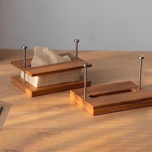 Porte-boîte à mouchoirs en bois minimaliste réglable pour la maison, le bureau, la décoration de restaurant, boîte de rangement pour mouchoirs en bois naturel fait à la main - Product Image 4