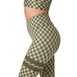 Leggings pour femmes, taille haute, longueur intégrale, leggings de yoga, imprimé à carreaux, spandex, nylon, pantalon extensible dans quatre directions - Product Image 6