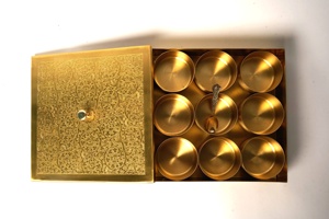 Square Brass <b>Masala</b> <b>Box</b> 9 Containers Handle Spoon | Portable Luxury Indian Spice Storage <b>Box</b> Engraved Lid Dining Home Outdoor - Product Image 5