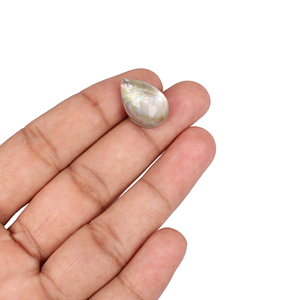 Perle naturelle de nacre et quartz cristal, coupe échiquier 20x13mm, poire 14,70 carats, pierre précieuse en vrac pour la fabrication de bijoux - Product Image 2