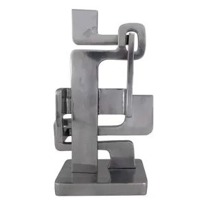 Sculpture abstraite moderne en acier inoxydable poli, forme irrégulière, décoration artistique pour collection de salon - Product Image 4