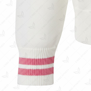 Cárdigan de Punto a Rayas Blanco y Rosa para Mujer, Cuello en V, Manga Larga, Cierre de Botones, Estilo Preppy, 100% Lana Acrílica - Product Image 5