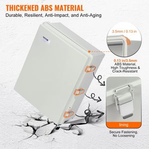 Scatola di giunzione elettrica esterna in plastica ABS 13.78 x 9.84 x 5.90 pollici con coperchio incernierato in acciaio inossidabile per strumenti elettronici - Product Image 4