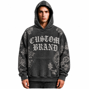 Men’s Custom <b>Gothic</b> Graphic <b>Hoodie</b> Oversized Streetwear Pullover Sweatshirt Vintage Floral Print Casual Fashion <b>Hoodie</b> - Product Image 1