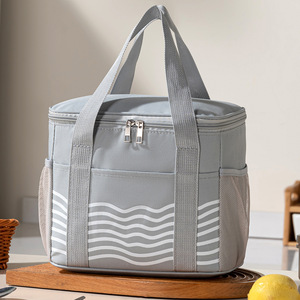 Sac à déjeuner thermique isolé, sac isotherme portable avec imprimé vagues, pour le bureau, le travail, l'école, le pique-nique - Product Image 5