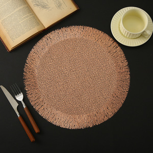 Manteles Individuales Redondos Dorados Tabletex para <span class=keywords><strong>Mesa</strong></span> de Comedor, Manteles Individuales Metálicos de <span class=keywords><strong>Vinilo</strong></span> Prensado, Manteles para Decoración de Bodas y Fiestas - Product Image 5