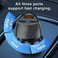 Cargador Rápido para Auto de 78W, PD QC3.0, Adaptador USB Tipo C de 3 Puertos, Fibra de Carbono, Molde Privado, Carga Rápida PPS para iPhone, Samsung, Laptop