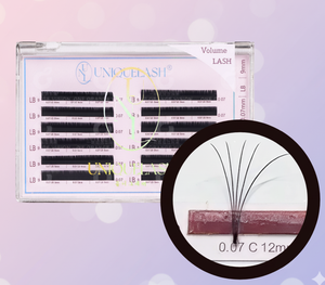 Exclusivo ÚNICO LASH Korean PBT Russian Mega Volume Lashes 0,07mm J JC C CC LB LC LD Matte Black the Lightest Prettiest - Product Image 1