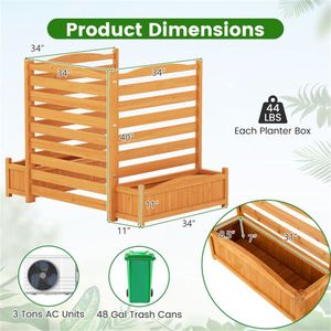 No-Dig Fir Wood 3-<b>Panel</b> AC Unit <b>Screen</b> Outdoor Privacy Fence with Planter Boxes for Trash/Pool Equipment Concealment - Product Image 6