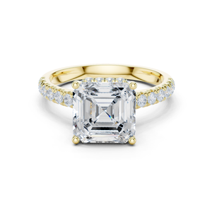 แหวนทองคำขาว 14k สุดหรู ประดับเพชรทรง Asscher ที่เพาะเลี้ยงในห้องปฏิบัติการ พร้อมแถบฝังเพชรด้านข้าง เครื่องประดับสุดหรูสำหรับผู้หญิงและเด็กผู้หญิง - Product Image 1