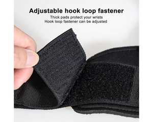Cinturón de protección de muñeca de neopreno resistente Ganchos de levantamiento de pesas de cuero Empuñaduras extraíbles Hombres Mujeres Entrenamiento de fuerza profesional - Product Image 6