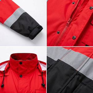 Chaqueta de Trabajo Reflectante de Alta Visibilidad Unisex, Diseño Personalizado, con Capucha, Roja y Negra, Ropa de Trabajo de Seguridad - Product Image 6