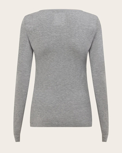 T-shirt en tricot à manches courtes et col rond gris pour femme, coupe classique, streetwear, couleur unie, respirant, coton écologique 220g - Product Image 5