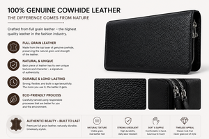 Genuine Leather Long <b>Wallet</b> <b>Women</b> Zipper Clutch Large Capacity Fashion Daily Use - Product Image 5