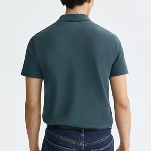 เสื้อโปโลผู้ชายสีเขียวเข้มทันสมัย ผ้าฝ้าย แขนสั้น แบบเรียบง่าย สไตล์ลำลอง เหมาะสำหรับกอล์ฟ รับสกรีนโลโก้ ขายส่ง - Product Image 4