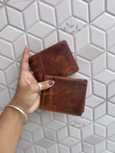 Portefeuille en cuir véritable fait main pour homme, style vintage, fermeture à rabat, porte-cartes et billets, élégant, usage quotidien, cadeau pour lui - Product Image 4