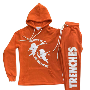 Ensemble de survêtements imprimés bouffants pour hommes de taille plus personnalisés sweats en pur coton sérigraphié logo personnalisé sweats à capuche survêtement - Product Image 4