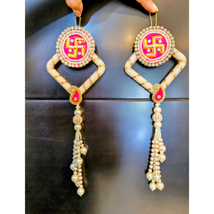 Colgante de Perlas Rosadas Hecho a Mano para Decoración de Bodas, Toran Tradicional Indio para Puerta, Regalo para Festividades Religiosas - Product Image 5