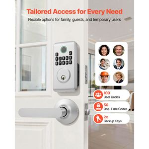 Set Maniglie per Serratura Porta con Ingresso Senza Chiave Personalizzabile, Design Innovativo Easy Grip, Maniglia con Tastiera Elettronica e Serratura a Cilindro, con Scheda di Memoria - Product Image 2