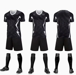 Men's Soccer Jersey Set Black White Geometric Sublimated Short Sleeve Moisture Wicking <b>Athletic</b> Fit All Seasons - Product Image 1