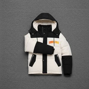 Men's Hooded Puffer Jacket <b>Winter</b> <b>Thick</b> Warm Color Blocking Stand Collar Zipper Closure Casual Windproof <b>Coat</b> - Product Image 5