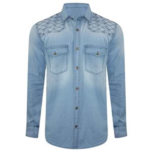 Camisas Vaqueras Casuales Extra Grandes para Hombre, Nueva Llegada, Hechas a Medida, Tela Transpirable, Diseño de Cuello Alto, Camisa Vaquera al por Mayor - Product Image 1