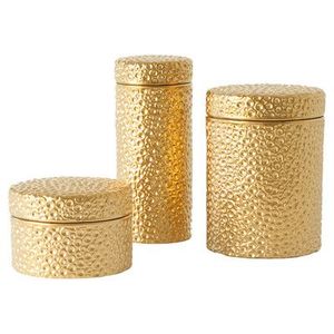Cylindrical Brass Candle Vessels Elegant Candle Holder Container For <b>Decorative</b> <b>Table</b> Centerpiece Interior Accent - Product Image 1
