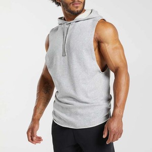 Factory Wholesale Custom Embroidered Solid <b>Men's</b> Sports Running Slim Fit Sleeveless Fleece Hoodies Plus Size <b>Men's</b> Sweatshirts - Product Image 5