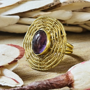 Latest Design Boho Amethyst Statement <b>Rings</b> Brass <b>Rings</b> For Women 18k <b>Gold</b> Plated Tribal Swirl <b>Cocktail</b> Jewelry Wholesale/OEM - Product Image 4
