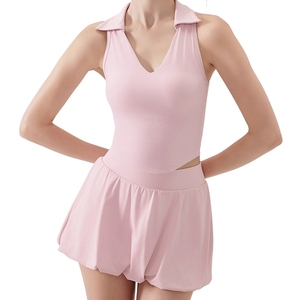 Premium Women's Fitness Sleeveless <b>Top</b> & <b>Bubble</b> Skirt Set | Valeria Collection Wholesale Coordinated Activewear - Product Image 4