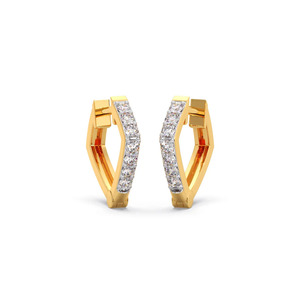 Pendientes de Aro Curvos Dorados con Diamantes - Product Image 1