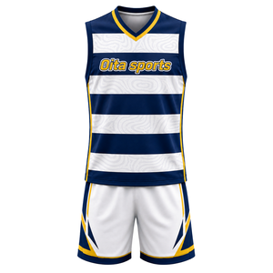 Ensemble Maillot et Short de Volleyball Homme Adulte Bleu Marine et Or, Sans Manches, Sublimé, Respirant, pour Équipes Professionnelles - Product Image 2