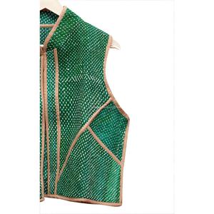 WOODEN BLOCK CRAFT INDIA Chaleco de algodón Green Hand para mujer, estilo vintage, con botones, informal, con estampado, cuello en V, prenda exterior, tejido de punto transpirable - Product Image 5