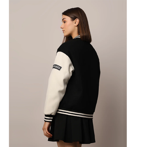 Vestes universitaires en toile de laine noires personnalisées avec logo brodé, couleurs et logos avant sur mesure, imperméables et chaudes pour homme et femme - Product Image 3