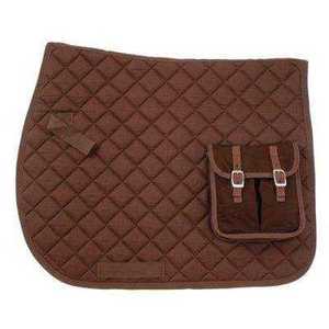 Tapis de selle tout usage marron matelassé en coton avec doublure en polaire et sangle de selle pour l'équitation - Product Image 1