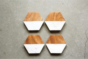 <b>Marble</b> & Mango Wood Round <b>Coasters</b> Handmade Luxury 10mm Thick Customizable Color & Logo - Product Image 3