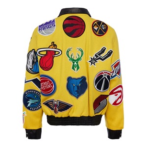 เสื้อแจ็คเก็ตขนสัตว์และหนังแบบคอลลาจ สีเหลือง - Product Image 2