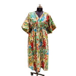 เสื้อคลุมพิมพ์ลายดอกไม้สำหรับผู้หญิงชุดเดรสแขนกุดผ้าคอตตอนเนื้อนุ่มทรงหลวมสวมใส่สบายตกแต่งชายหาดลูกไม้ธรรมชาติขายส่ง - Product Image 1
