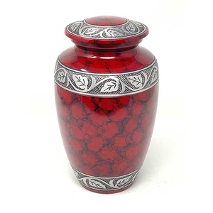 Urne funéraire américaine en métal blanc LU avec décorations argentées, capacité de 200 pouces cubes, pour adultes, à usage commémoratif - Product Image 3