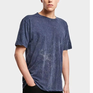 Camisetas de hombre de alta calidad con lavado ácido, material de algodón con lavado ácido, corte relajado, tela transpirable y suave, ropa urbana para uso diario. - Product Image 4