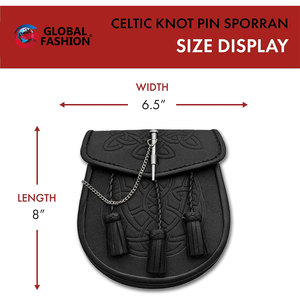 Sporran de Cuero Sintético Vegano con Nudo Celta, Cadena y Cinturón, Diseño de Borlas Negras, Pin de Acero Inoxidable, Perfecto para Kilts - Product Image 4