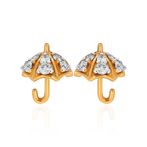 Charmant porte-clés parapluie en or jaune avec diamants naturels taille brillant rond pour femme, idéal au quotidien - Product Image 1